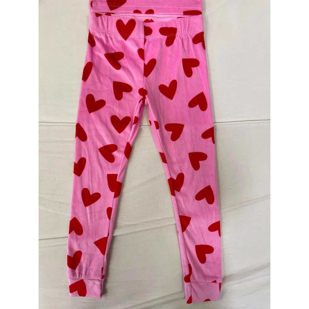 Cat & Jack Girls Pink & Red Heart Print 2-Piece Pajama Set Size 4